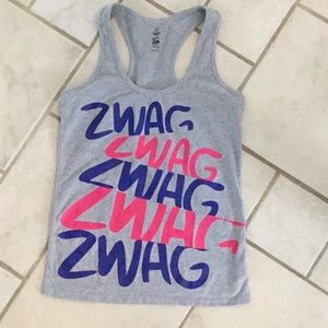 Zumba racerback tops, size large.